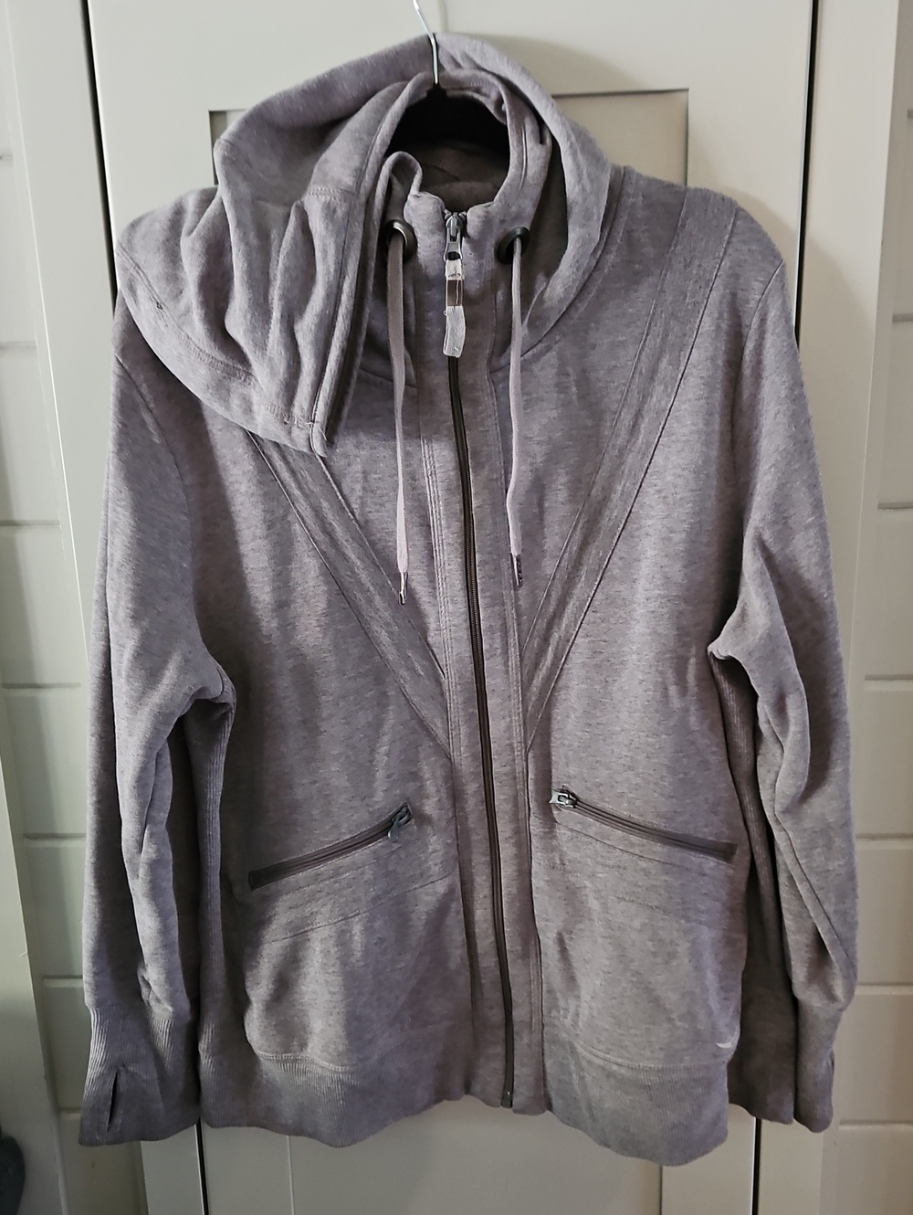 Women's Light Gray Zip-Up Hoodie Sweatshirt Sz1X NOTE: on Pocket Zipper Works